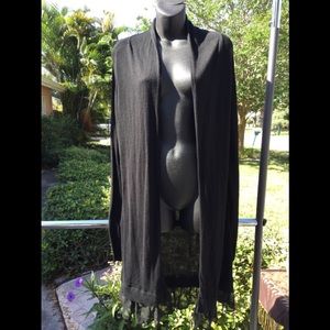 5/48 Ruffle Trim Black Sweater Coat.